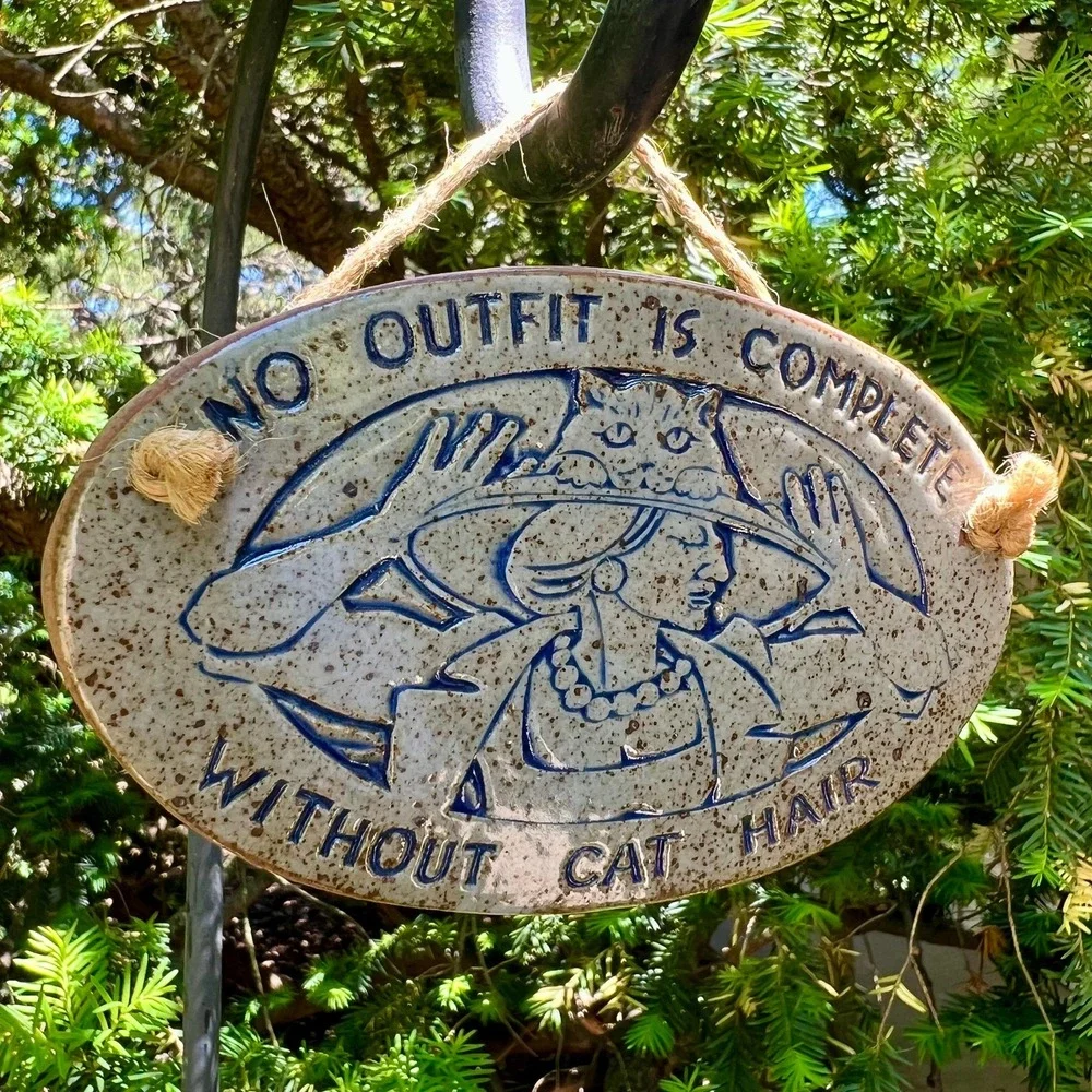 Pottery Cat Hanging Wall Decor Sign